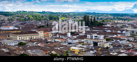 Panoramablick von der obigen Ansicht von Popayan - Kolumbien Stockfoto