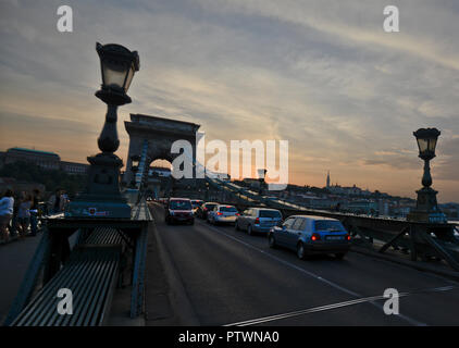 Széchenyi Kettenbrücke, Budapest, Ungarn Stockfoto