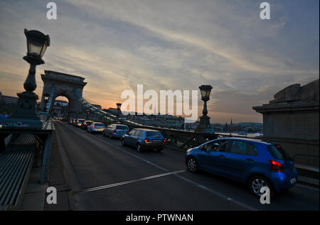 Széchenyi Kettenbrücke, Budapest, Ungarn Stockfoto