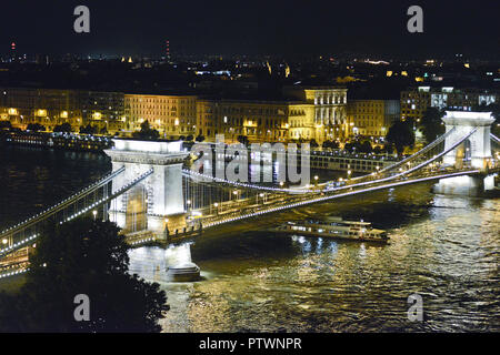 Széchenyi Kettenbrücke, Budapest, Ungarn Stockfoto