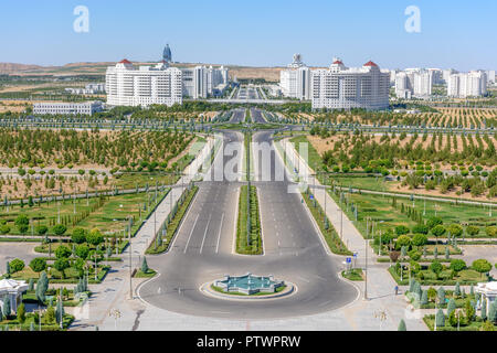 Aschgabat Turkmenistan city Scape, Skyline schöne Architektur und Parks in Aschgabat die Hauptstadt von Turkmenistan in Zentralasien. Stockfoto