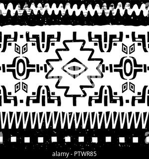 Hand ethnischen nahtlose Hintergrund mit grunge Effekt erstellt. African Tribal Muster für Ihr Design. Verwenden Sie für Gewebe, Muster füllt, Webseite Hintergrund. Stock Vektor