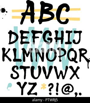 Handschriftliche trendy Vektor Alphabet. Zeichnung kalligraphischen Buchstaben von Art Pinsel geschrieben. Großbuchstaben des Alphabets Stock Vektor