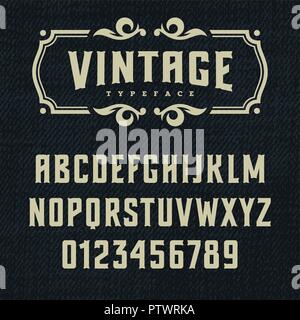 Wild West Schrift/Retro Alphabet im westlichen Stil/Slab Serif Buchstaben auf einem grunge Hintergrund/Handmade Vintage Schriftart für Beschriftungen und Poster Stock Vektor