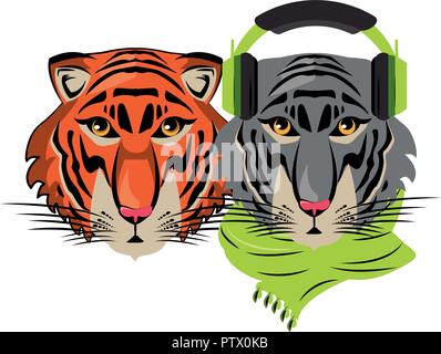 Hipster Tiger cool Skizze Stock Vektor