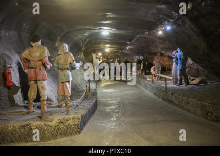 Modell Zahlen der Salzabbau im Salzbergwerk Wieliczka bei Krakau Polen demonstrieren Stockfoto