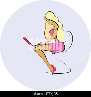 Geschäftsfrau im Büro funktioniert auf dem Notebook Stock Vektor