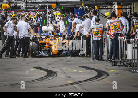 02 VANDOORNE Stoffel (Bel), McLaren Renault MCL33, Maßnahmen während der 2018-Formel-1-Weltmeisterschaft, Brasilien Grand Prix vom 08. bis 11. November in Sao Paulo, Brasilien - die FIA-Formel-1-Weltmeisterschaft 2018, Grand Prix von Brasilien Wm; 2018; Grand Prix; Brasilien, 10.11.2018. | Verwendung weltweit Stockfoto