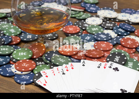 Poker chips card Alkohol Stockfoto