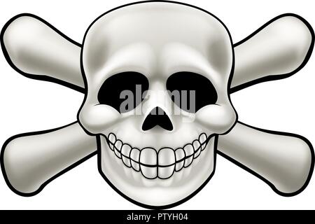 Totenkopf mit gekreuzten Knochen Cartoon Stock Vektor