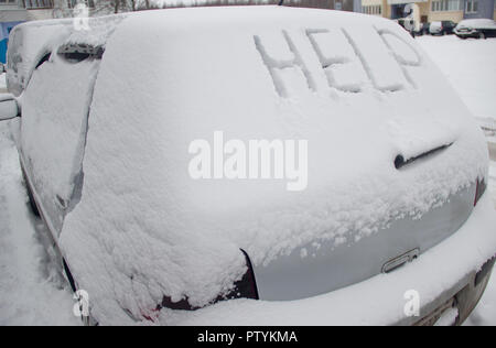 Hilfe zum Auto Glas Stockfoto