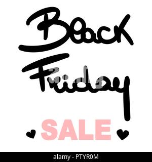 Handgezeichneten Schriftzug Black Friday sale Plakat mit Herz Stock Vektor