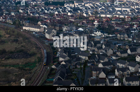 Blick über die Stadt Stirling mit, von Wallace Monument, Stirling, Schottland. Stockfoto