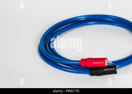 London, Großbritannien. High-end Chord Audio Kabel. Stockfoto