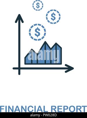 Finanzbericht kreative Symbol in zwei Farben Design. Pixel Perfect Symbole aus, die persönliche Sammlung. UX und UI. Abbildung der finanziellen Repo Stock Vektor