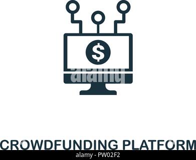 Crowdfunding Plattform Symbol. Schwarzweiß-Design von fintech Sammlung. UX und UI. Pixel Perfect crowdfunding Plattform Symbol. Für web design, Apps Stock Vektor