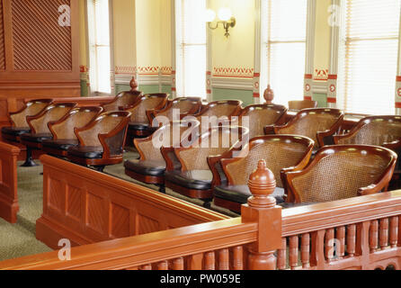 Jury Box in einem United States Court Zimmer, USA Stockfoto