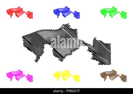 Tabasco (Vereinigten Mexikanischen Staaten, Mexiko, Bundesrepublik) Karte Vektor-illustration, kritzeln Skizze freier und souveräner Staat von Tabasco Karte Stock Vektor