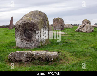 Lange Meg und ihre Töchter, Steinkreis in der Nähe von Little Salkeld, Cumbria GROSSBRITANNIEN Stockfoto