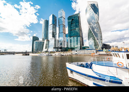 Russland Moskau am 27. April 2018: die Wolkenkratzer der Stadt Moskau - Moskau International Business Center in der Innenstadt von Moskau. Stockfoto