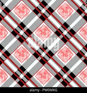 Tartan plaid nahtlose Muster. Rote und schwarze Farbe. Aquarell nahtlose Eps 10. Stock Vektor