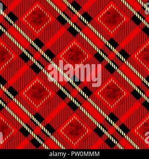 Tartan plaid nahtlose Muster. Rote und schwarze Farbe. Aquarell nahtlose Eps 10. Stock Vektor