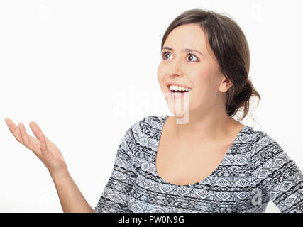 Junge Frau angenehm aufgeregt Stockfoto