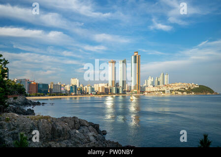 Skyline von Haeundae Bezirk in Busan, Südkorea Stockfoto