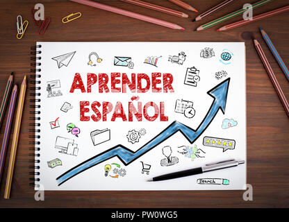 Spanisch Lernen, Bildung und Business Konzept Stockfoto