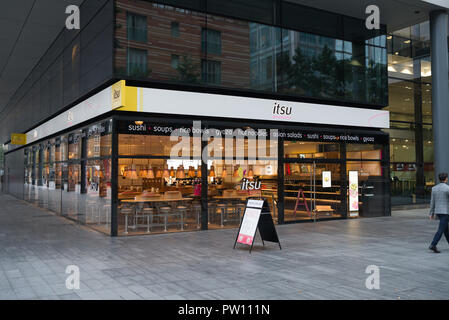 Itsu Essen zum Mitnehmen Shop im Spital Square, Spitalfields, London, England, Großbritannien Stockfoto