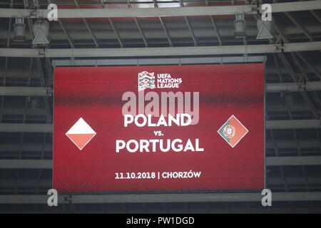 Chorzow, Polen. 11. Okt 2018. UEFA Nationen Liga 2019: Polen - Portugal Quelle: Marcin Kadziolka/Alamy leben Nachrichten Stockfoto