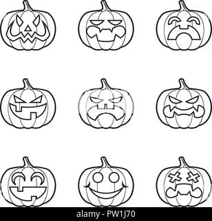 Halloween Kürbisse Linie Stock Vektor