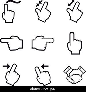 Gesten der Hand Linie Stock Vektor