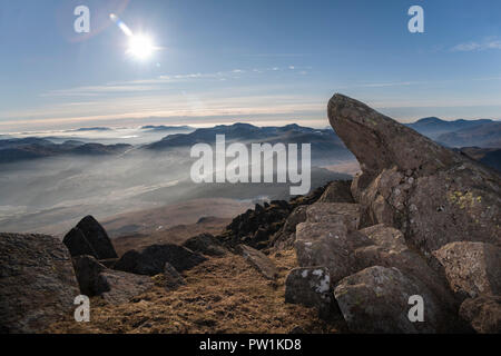 Moel Siabod Gipfel über Snowdonia suchen Stockfoto