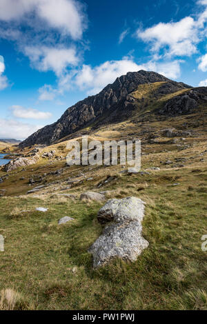 Tryfan LLyn Idwal in der Ogwen Valley Snowdonia National Park in Nordwales Stockfoto