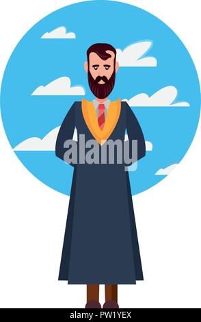 Absolvent der Mensch im Freien auf weißem Hintergrund Vector Illustration Stock Vektor