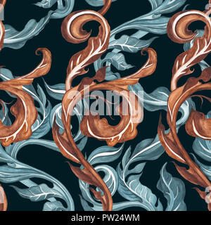 Vintage floral nahtlose Muster mit Hand Blätter gezeichnet Stockfoto