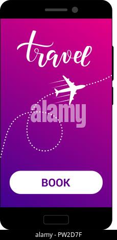 Symbol für Flugzeuge, die auf dem Bildschirm eines Smartphones Stock Vektor