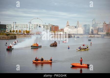 Oktober, 2018. Liverpool, Großbritannien. Zum letzten Mal irgendwo in der Welt Die "Riesen" auf den Straßen von Liverpool als Teil der "Liverpool's Dream'. Stockfoto