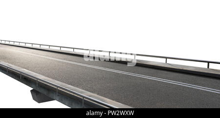 Isolierte leeren Asphalt flyover Straße mit weißem Hintergrund Stockfoto
