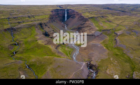 Hengifoss Waterall, Fljótsdalshreppur, East Iceland Stockfoto