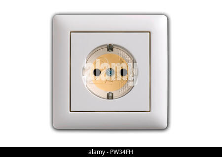 Weiß Steckdose mit zwei Euro Stockfoto