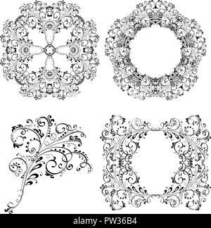 Florale Ornamente und Verzierungen. Sammlung Stock Vektor