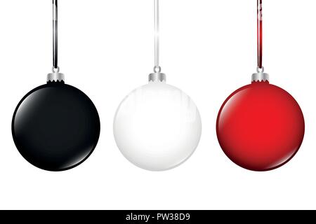 Schwarz Weiß und Rot isoliert christmas tree Ball auf weißem Hintergrund Vektor-illustration EPS 10. Stock Vektor