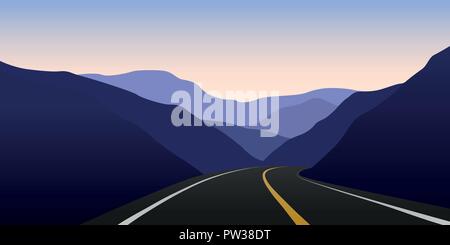 Mountain Highway in der dunklen Landschaft Vektor-illustration EPS 10. Stock Vektor