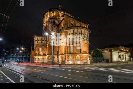 Kirche Santa Maria delle Grazie in der Nacht. Mailand Stockfoto