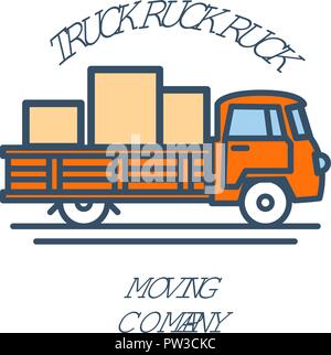 Stapler mit der Ladung. Umzugsfirma Logo. Vektor Stock Vektor