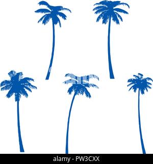 Palmen isoliert auf weißem Hintergrund. Vektor Stock Vektor