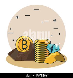Bitcoin Mining cartoons Stock Vektor