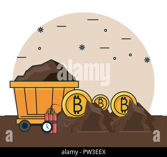Bitcoin Mining cartoons Stock Vektor
